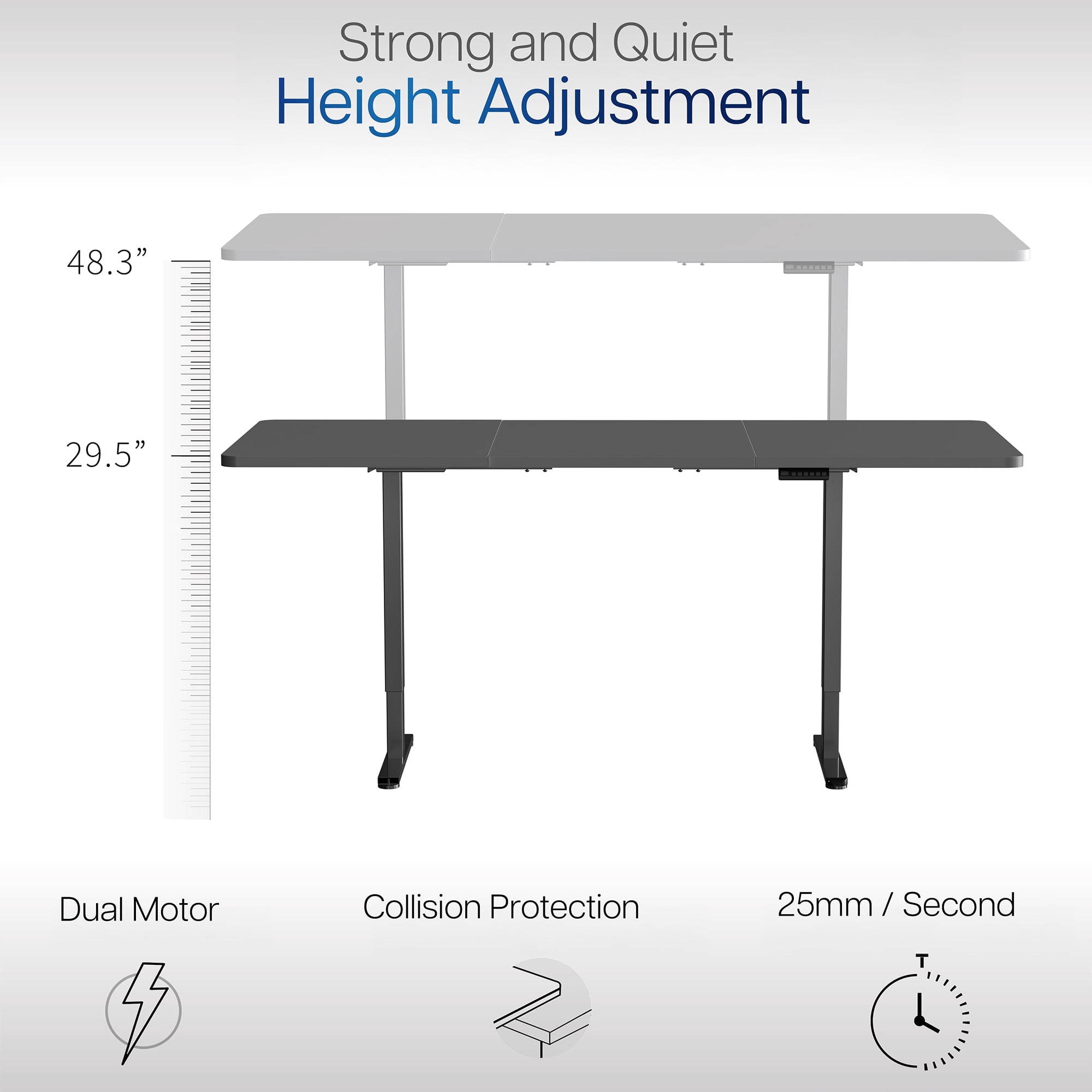 VIVO Electric Dual Motor 83” x 30” Standing Desk, Black Top, Black Frame
