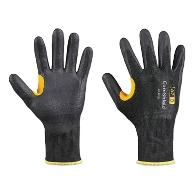 

CoreShield A2/B Coated Cut Resistant Gloves 10/XL HPPE Black Liner Smooth Nitrile Black Coating 13 ga | Bundle of 2 Pairs