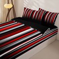 thumbnail image 3 of Erosebridal Futuristic Sleek Vertical Stripe Pattern Zipper Queen Comforter Set with Fitted Sheet and 2 Pillowcases,Gradient Line Print Zipper Bedding Set,Red Silver Black,Black Reversible, 3 of 6