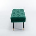thumbnail image 4 of 43.3 Inch Velvet Upholstered Ottoman, Button Tufted Bed End Bench Chair with Metal Legs and Padded Seat, Modern Square Footstool for Living Room Entryway Bedroom, Green, 4 of 7