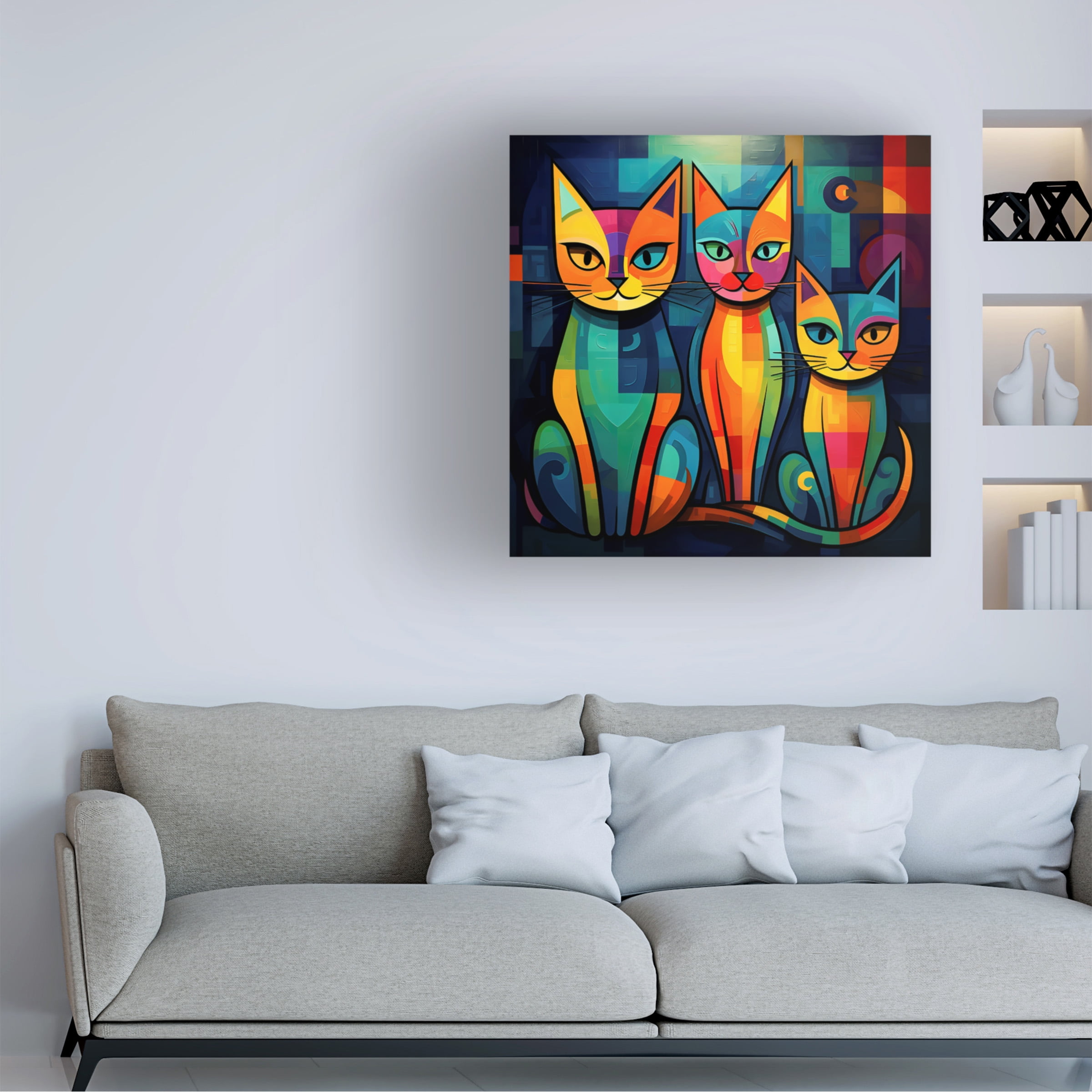 Canvas Wall Art - Ray Heere 'Colorful Cat 6' Wall Art for Living Room, Bedroom, or Office DÃ©cor by Trademark Fine Art - 18 x 18 Inches