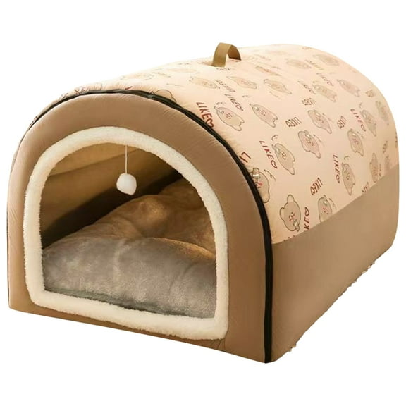 golytefs Warm Winter Dog House Mat Detachable Plush Cotton Puppy Shelter Washable Dog Cave Shelter Comfortable Large Dog Bed House Dogs Cats Pet Supplies