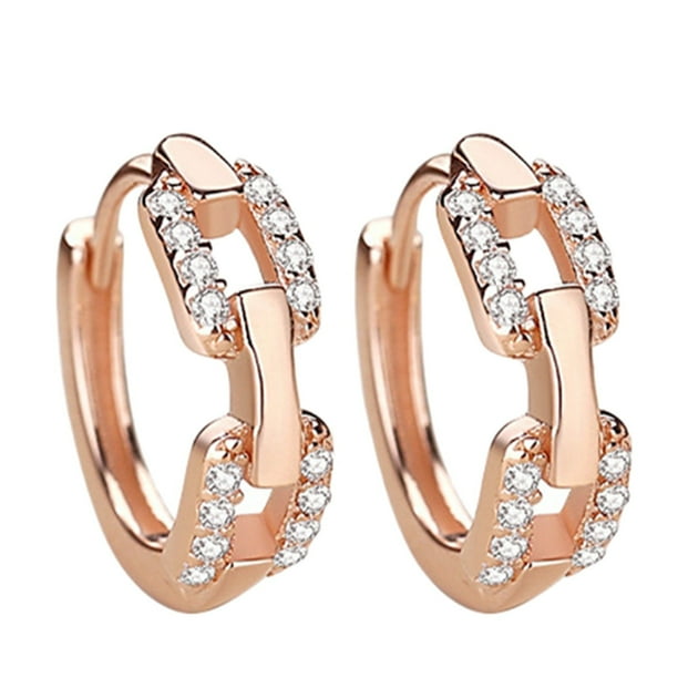 Chapado en oro Post Pave Cubic Zirconia Huggie Hoop Pendientes para Mujeres Pendientes Pequeño Fresco Mujeres