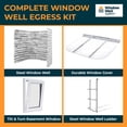 thumbnail image 2 of Egress Window Well Kit - 49"L x 36"W x 48"D - Tuffwell Metal Complete Kit Includes Tilt & Turn Casement Basement Window, Polycarbonate Well Cover, Egress Ladder, Stoneview 19 Gauge Steel Area Wall, 2 of 6