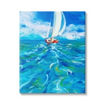 Stupell Industries Vivid Boat Wake Transportation Painting Gallery Wrapped Canvas Print Wall Art, 16 x 20