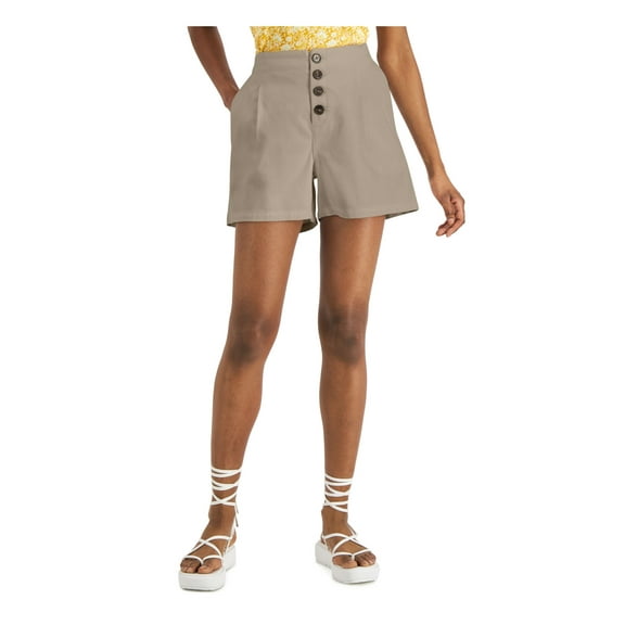 INC Womens Beige Pocketed Pleated Button Fly High Waist Shorts XL