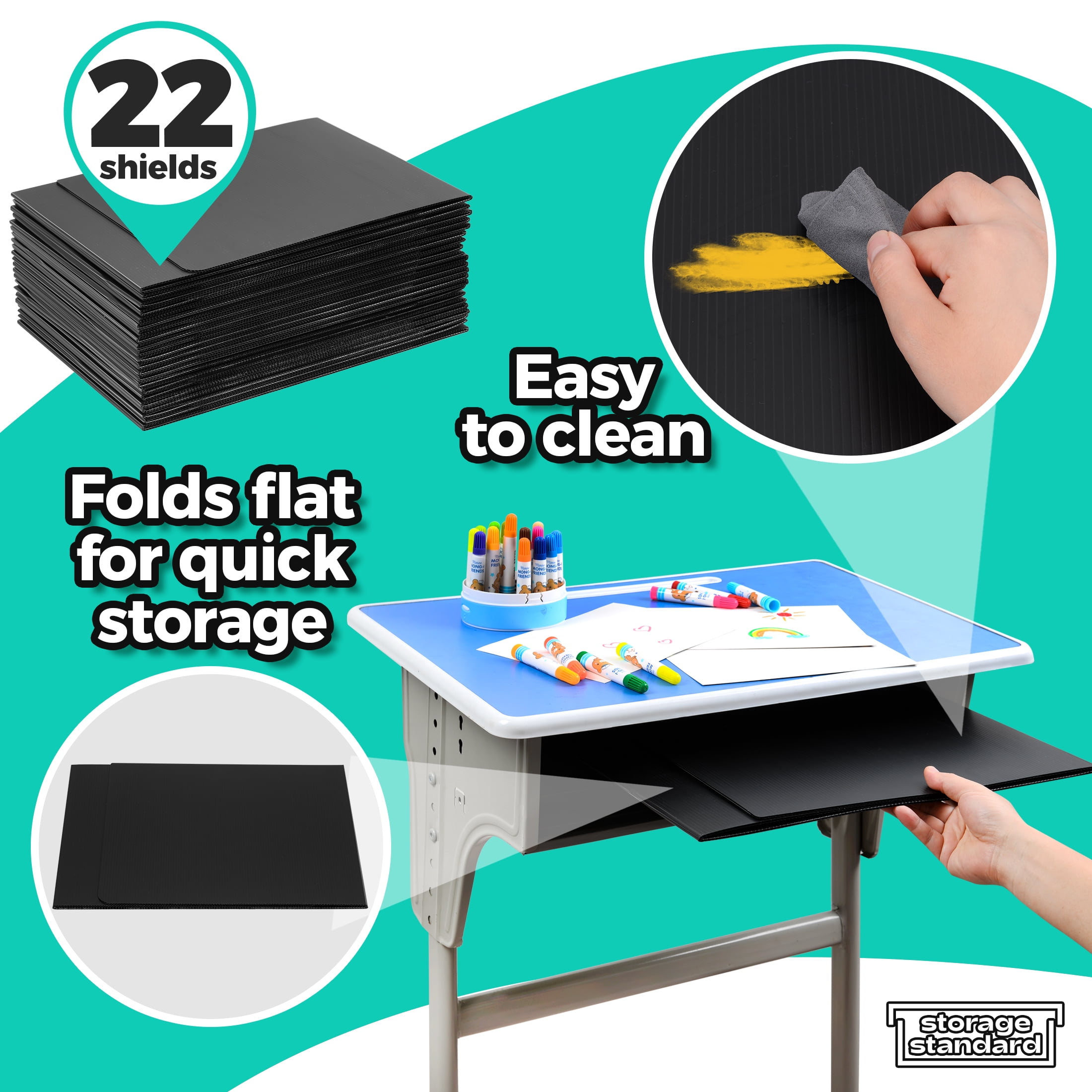 Storage Standard Student Desk Dividers Classroom Privacy Desktop Partition 22 Pack Black