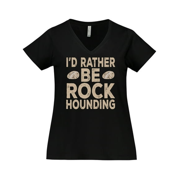 Inktastic Rather Be Rock Hounding Geology Women's Plus Size V-Neck T-Shirt