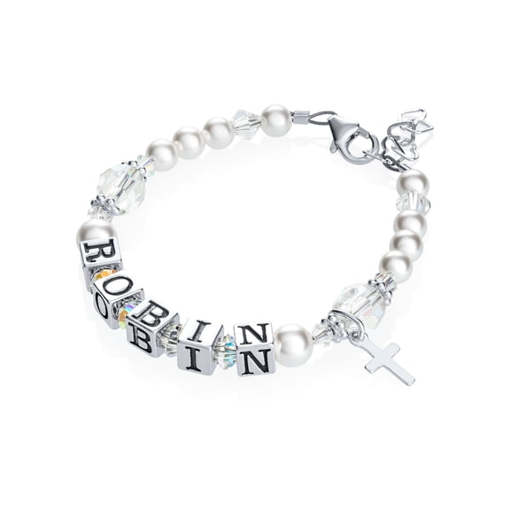 Baptism Gift , Baby christening gift, cross,goddaughter, communion, toddler child bracelet (BWNP)