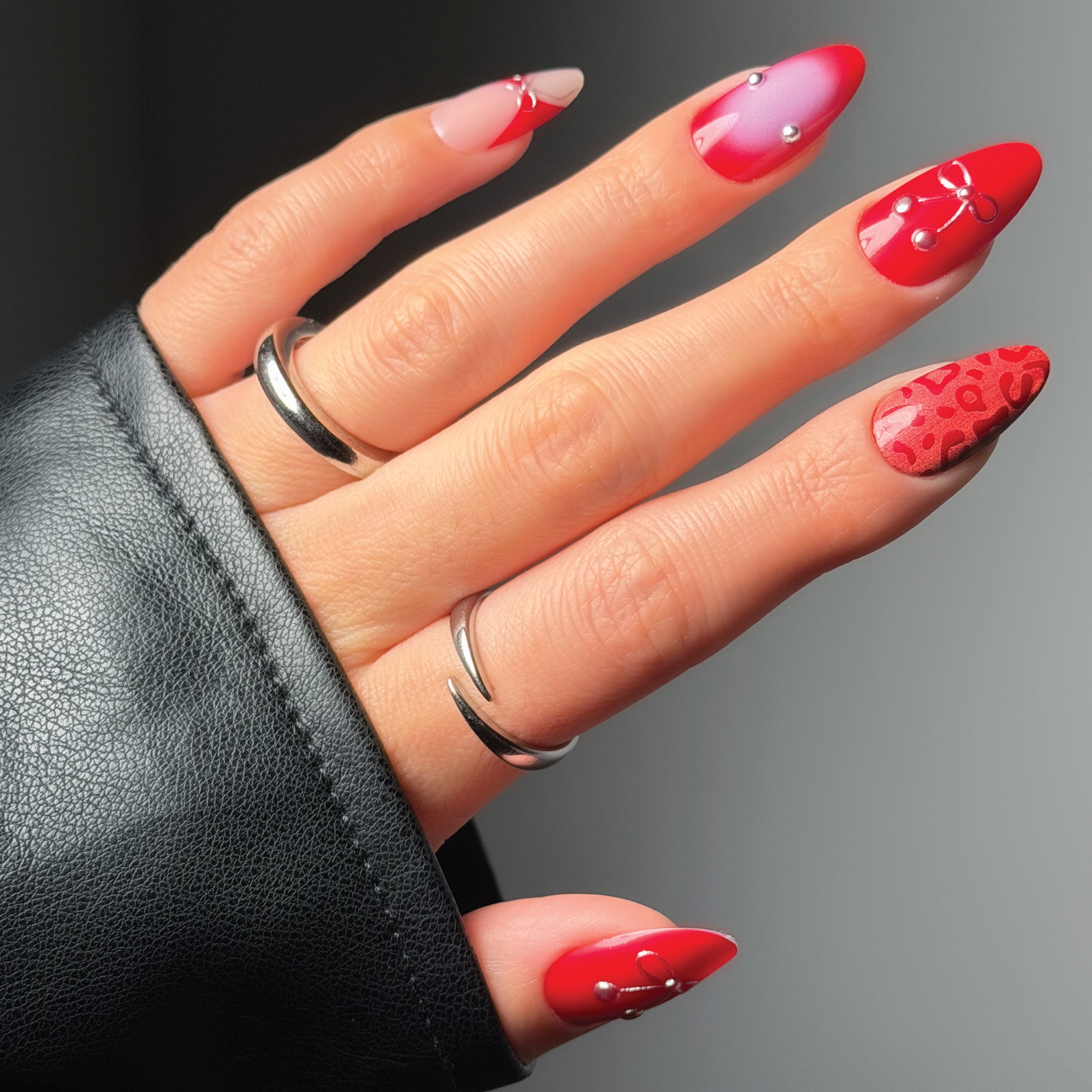 Salon Perfect Artificial Fake Press On Nails, 507 Viral Nail Edit, Burgundy Cherry, Medium Almond, File, Glue, and Prep Pad Included, 30 Nails