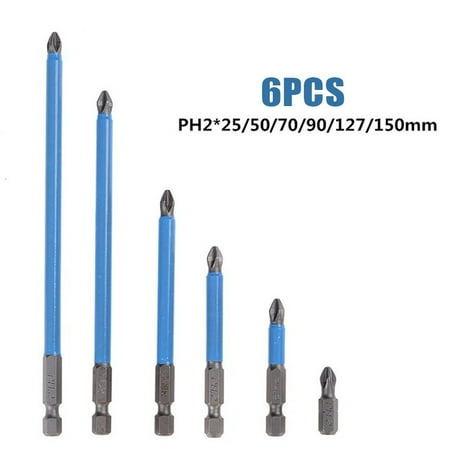 

6Pcs Anti-Slip Drill Bit 1/4 Hex Shank Magnetic Ph2 Electric Screwdriver Bits
