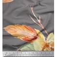thumbnail image 1 of Soimoi Gray Rayon Fabric Leaves & Peach Floral Printed Fabric 1 Yard 56 Inch Wide, 1 of 1