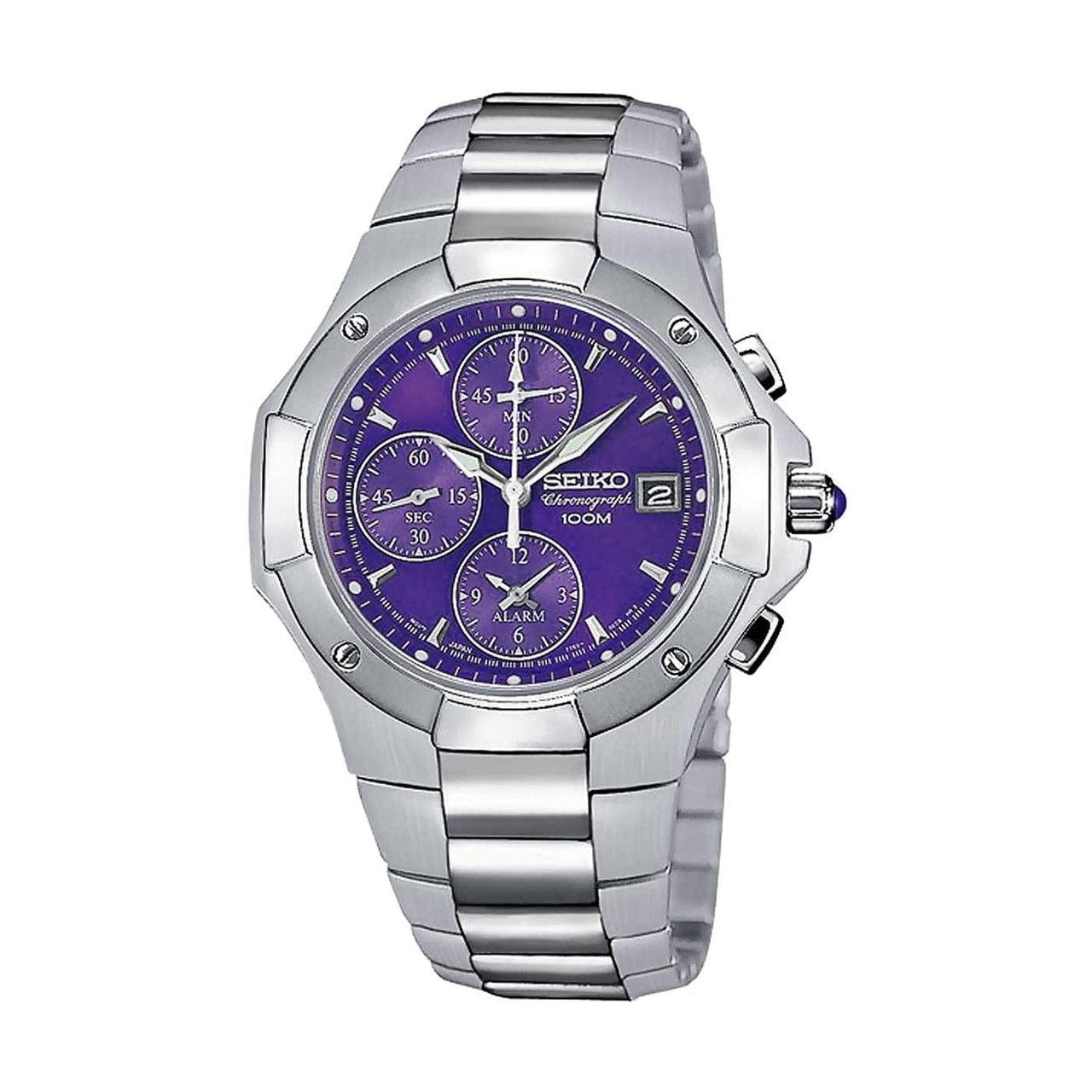 seiko men's blue dial chrono bracelet watch