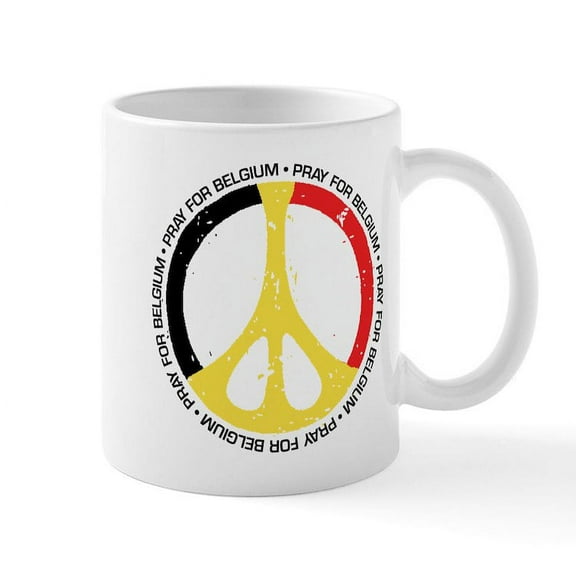 CafePress - Belgium Peace Mug - 11 oz Ceramic Mug - Novelty Coffee Tea Cup