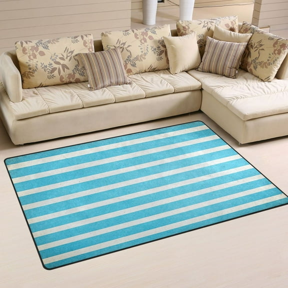 Vintage Aqua Soft Polyester Area Rug 31''x20'', Non Slip, Memory Foam, Water Absorbent