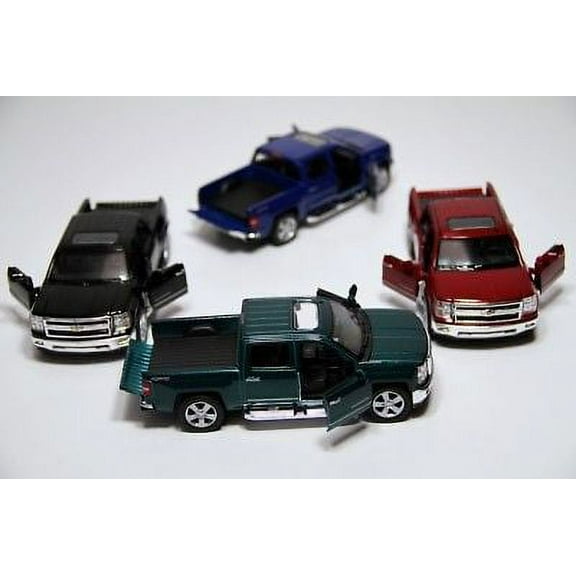4PC Set: 5" Kinsmart 2014 Chevrolet Silverado Truck Diecast Model Toy 1:46 Chevy