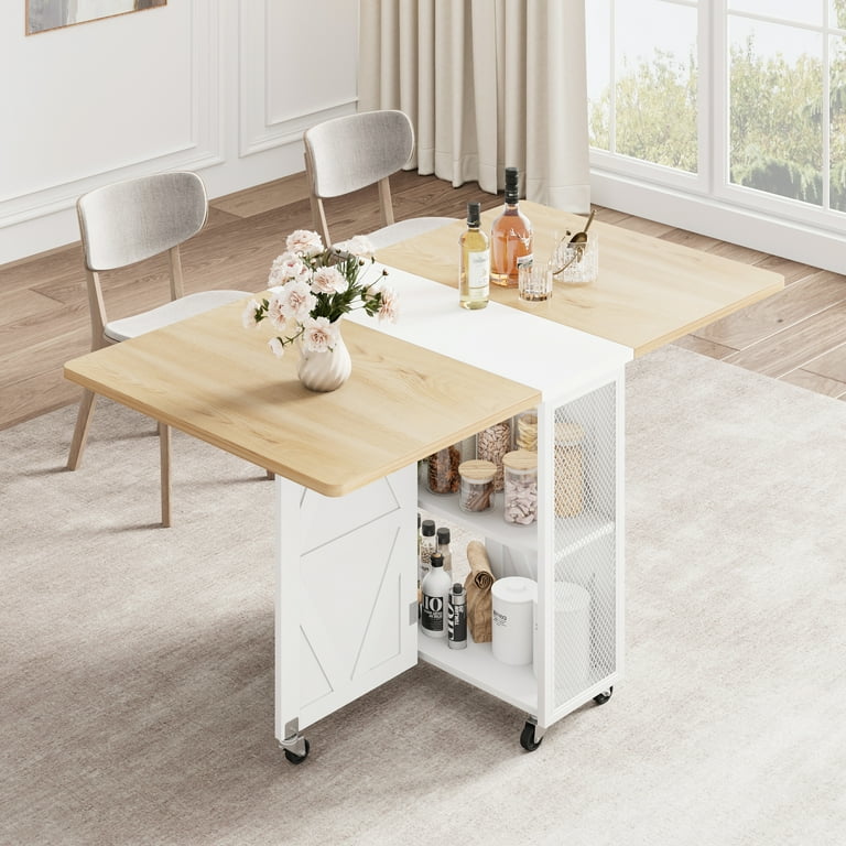 Cocosity Folding Kitchen Table, Drop Leaf Compact Table with