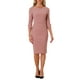 thumbnail image 1 of Vestido Vintage para Mujer Inspire Chic de Manga 3/4, Vestidos Sheath para Trabajar en Rosa Sucio, 1 of 6