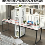 JCXAGR Two Person Computer Desk Double Workstation With Drawer Large Dual Work Table White