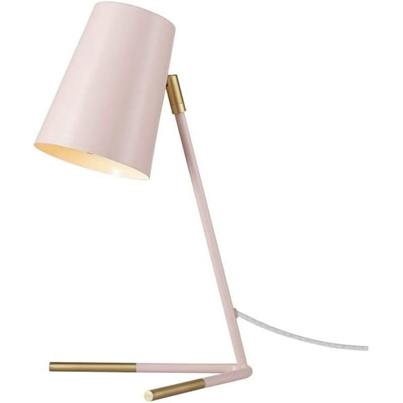 ERDS-67338 Novogratz x Globe Dobby 16" Desk Lamp, Matte Rose, Matte Gold Legs, Clear Cord, in-Line On/Off Switch, Pink