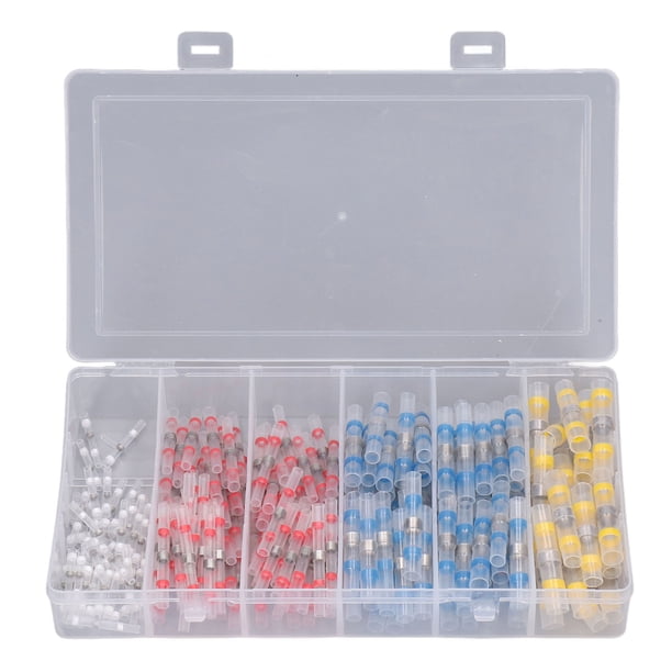 Kit de 200 conectores de cable termorretráctiles con terminales de crimpado a tope, impermeables y aislados.