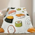 thumbnail image 6 of Cute Sushi Characters Parade Lightweight Flannel Printed Blanket - Ultra Soft & Warm, All-Season Cozy Plush for Couch, Bed, Office, Camping Nap - Perfect Decorative Gift, 6 of 10