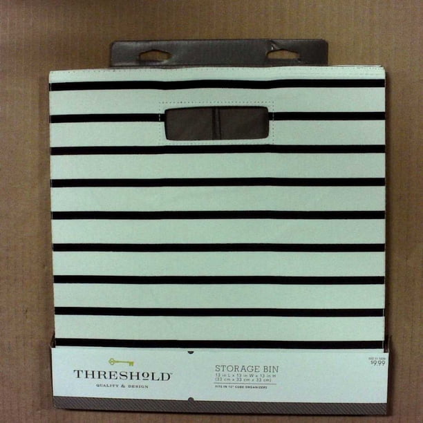 Fabric Cube Storage Bin (13) Threshold (White Navy