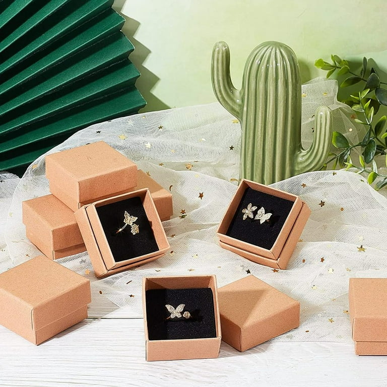 Ring box, jewelry gift box, square cardboard jewelry box, packaging box  with foam small earrings, Valentine's Day, wedding, birthday, Christmas  business 