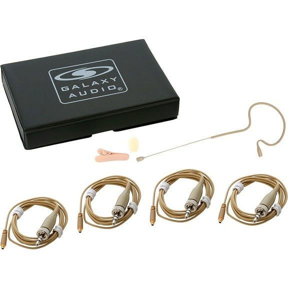 Galaxy Audio ESM4 Single-Ear Headset Mic With 4 Gen 1 cW Audio Technica Connector Cables, Windscreen, Clip and Case Beige