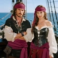 thumbnail image 2 of Alaiyaky 7 Pcs Pirate Accessories Set, Adult Captain Costume, Pirate Headscarf, Earrings,Ring,Eye Patch,Necklace,Bracelet,Hip Scarf for Halloween Cosplay Party, 2 of 7