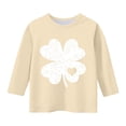 thumbnail image 2 of T-Shirt Fille Fête de la Saint-Patrick, Mignon T-Shirt Graphique à Manches 3/4 Col Rond avec Imprimé Irlandais, Hauts Décontractés Printemps Été pour Vacances, Fête d'Anniversaire et Usage Quotidien Beige 120, 2 of 5