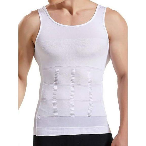 FITVALEN Mens Compression Shirt Slimming Body Shaper Gynecomastia Vest Workout Tank Tops Abs Abdomen Undershirts