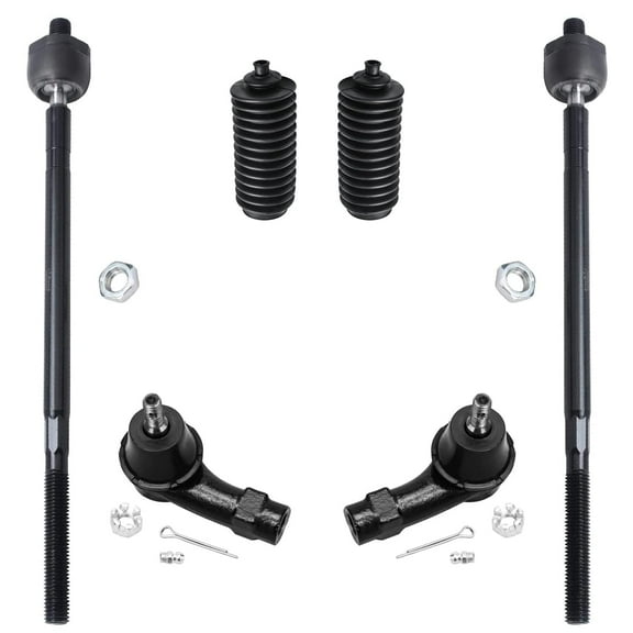 Detroit Axle - Front 6pc Tie Rods Kit for 00-06 Ford Focus, 4 Suspension Outer & Inner Tie Rod Ends 2 Boots 2000 2001 2002 2003 2004 2005 2006 Replacement