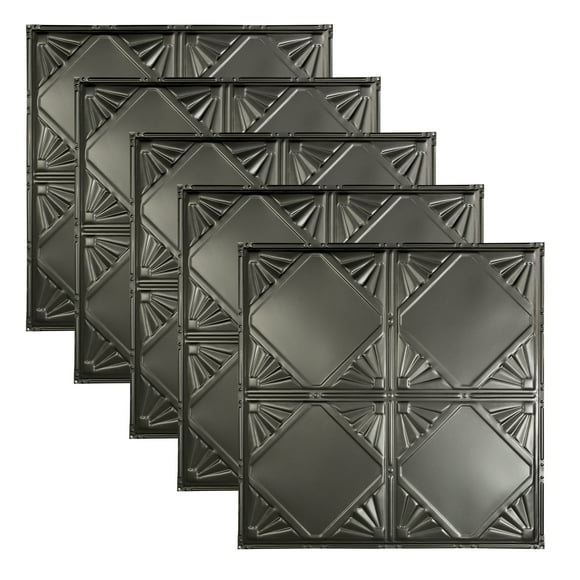 Great Lakes Tin Erie Argento 2 Pieds x 2 Pieds Carreaux de Plafond à Clou (5 Pack)
