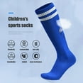 thumbnail image 4 of 1 Pair Knee High Striped Football Socks Anti-slip Moisture Wicking Stretch Kids Youth Athletic Sports Soccer Compression Cushion High Tube Stockings, 4 of 7