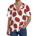 thumbnail image 3 of Honeii 's Hand Drawn Strawberry for men's short-sleeved button-up collared shirt featuring a pocket, perfect for beach vacations, and travel adventures., 3 of 5