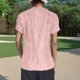 thumbnail image 3 of Camisa de punto jacquard holgada con cuello en V para mujer: manga corta, detalle de cordones, informal de verano, fácil de cuidar, 3 of 7