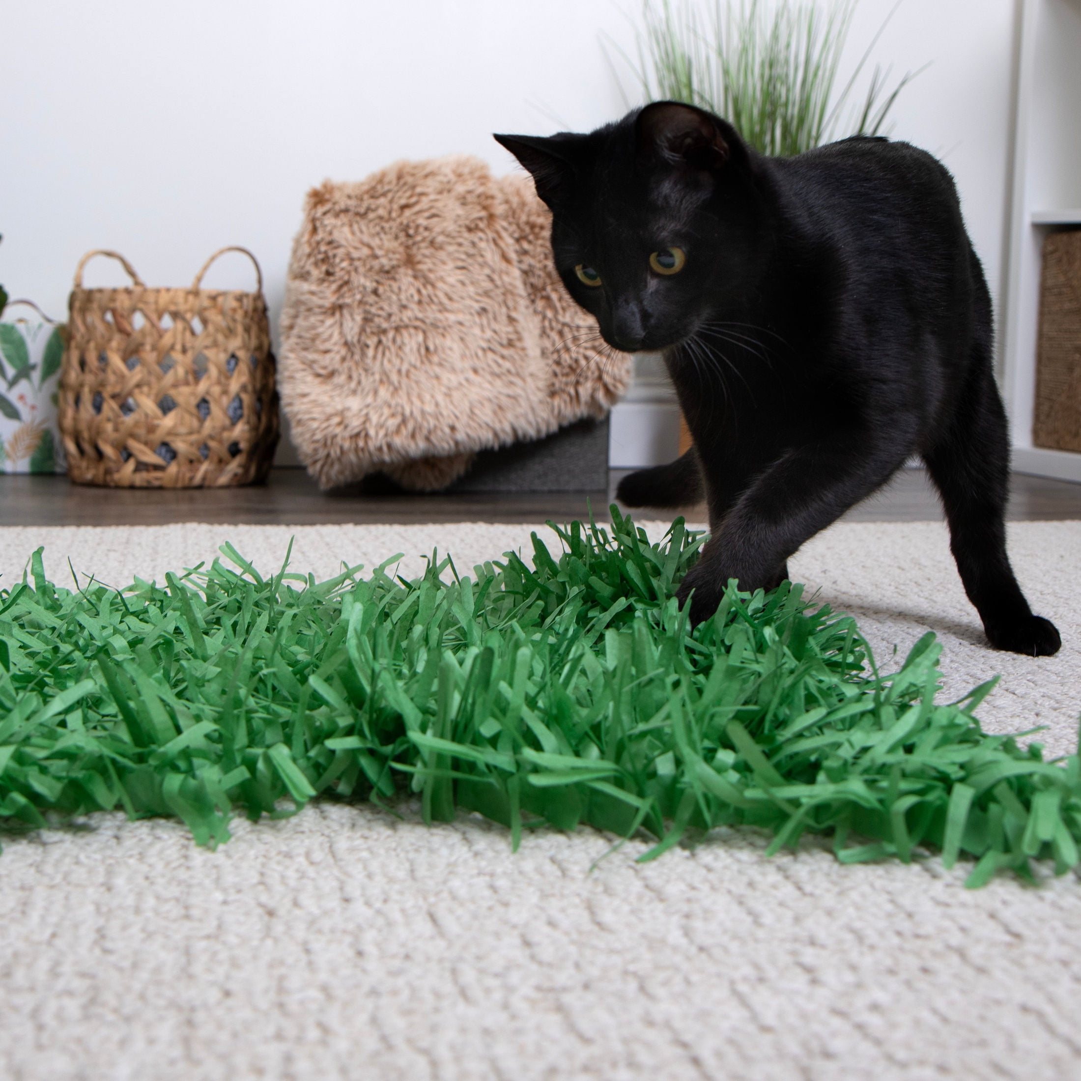 Instincts by SmartyKat Meadow Mayhem Paper Grass Hide and Seek Cat Mat Toy, Set of 2