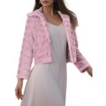 thumbnail image 4 of INSPIRE CHIC Women's Faux Fur Turn Down Collar Open Front Cropped Fluffy Jacket S Pink, 4 of 6