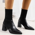 thumbnail image 4 of NECHOLOGY Botas Mujer Adulto Femenino Zapatos Botines de mujer Botines de mujer Otoño e Invierno tacón grueso tacón medio puntiagudo calcetines de tela zapatos Color sólido estilo Casual (Black, 8), 4 of 7