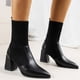thumbnail image 4 of NECHOLOGY Botas Mujer Adulto Femenino Zapatos Botines de mujer Botines de mujer Otoño e Invierno tacón grueso tacón medio puntiagudo calcetines de tela zapatos Color sólido estilo Casual (Black, 8.5), 4 of 7