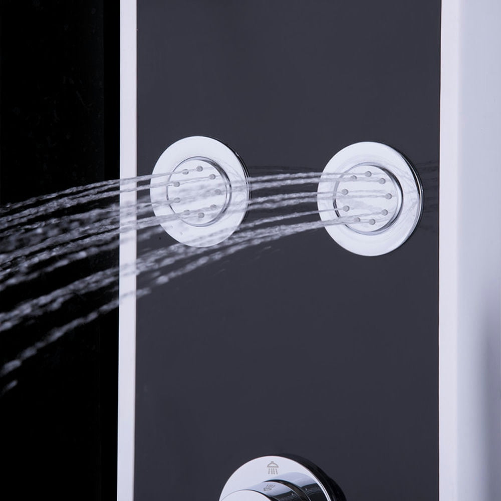 Finihen Shower Panel, Shower Panel Tower System, Bathroom ABS Shower Panel with Massage Jets & Hand Shower, Black Finihen Shower Panel, Shower Panel Tower System, Bathroom ABS Shower Panel with Massage Jets & Hand Shower, Black