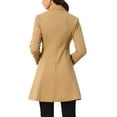 thumbnail image 3 of INSPIRE CHIC Women' Winter Overcoat Single Breasted Button Velvet Contrast Collar Pea Coat XL Camel, 3 of 5