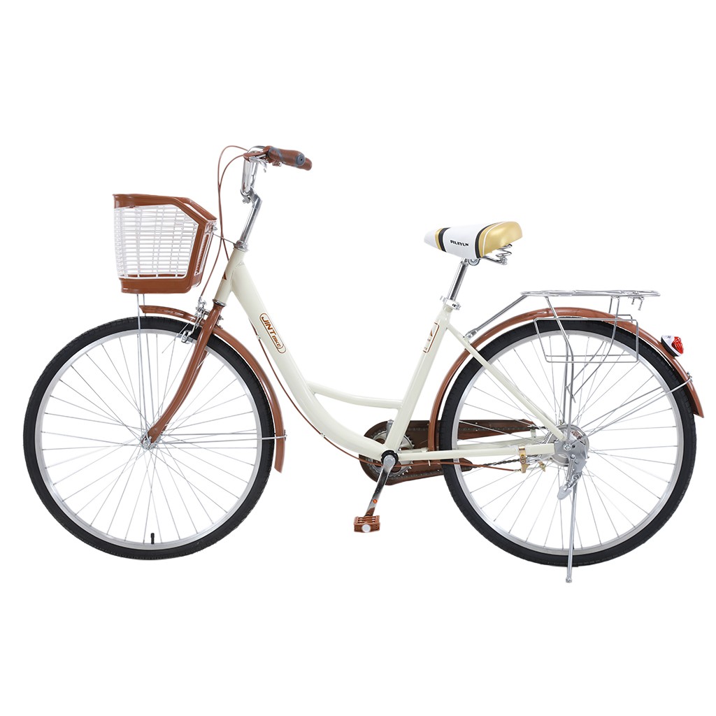 Comfortable Commuter Bicycle for Leisure Picnics & Shopping 26 Inch Beach Bike for Women Complete Cruiser Bikes Classic Retro Bicycler Bicycle with Baskets & Rear Racks 
