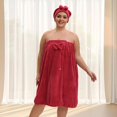 thumbnail image 2 of Plus Size Towel Wrap with Hair Towel for Women(63*31.5 inches-82.7*31.5 inches), Adjustable Women Shower Wrap Body Wrap Bath Towels, Comfortable Spa Bathrobe + Hair Drying Towel, Dark Blue, 2 of 8
