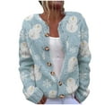 thumbnail image 2 of Up to 65 off!Lolmot Christmas Womens Cardigan Sweaters Funny Xmas Holiday Jumper Ugly Christmas Sweater Cute Long Sleeve Button Down Knitted Coat Outwear,Snowman, 2 of 3