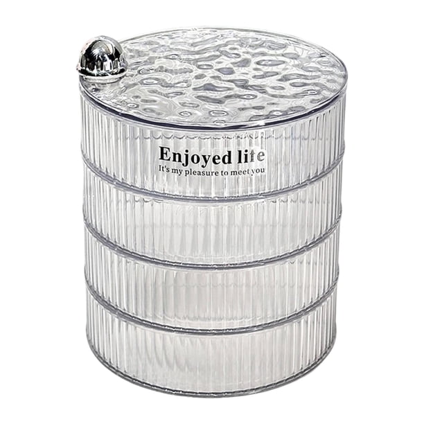 Joyero giratorio de 360 grados, transparente, organizador de joyas para accesorios de cabello. 4 niveles