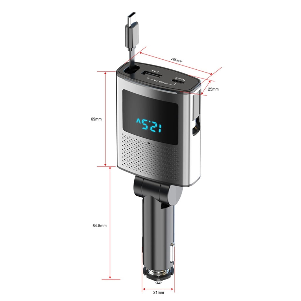 Multiple Device 3 in 1 Car Charger 65W Retractable USB C Fast Charging Adapters Travel Charger for Phone & OS system Phones