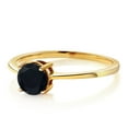thumbnail image 5 of Gem Stone King 10K Yellow Gold Black Onyx Solitaire Engagement Ring for Women (0.80 Cttw, Round 6MM, Gemstone December Birthstone, Size 5), 5 of 5