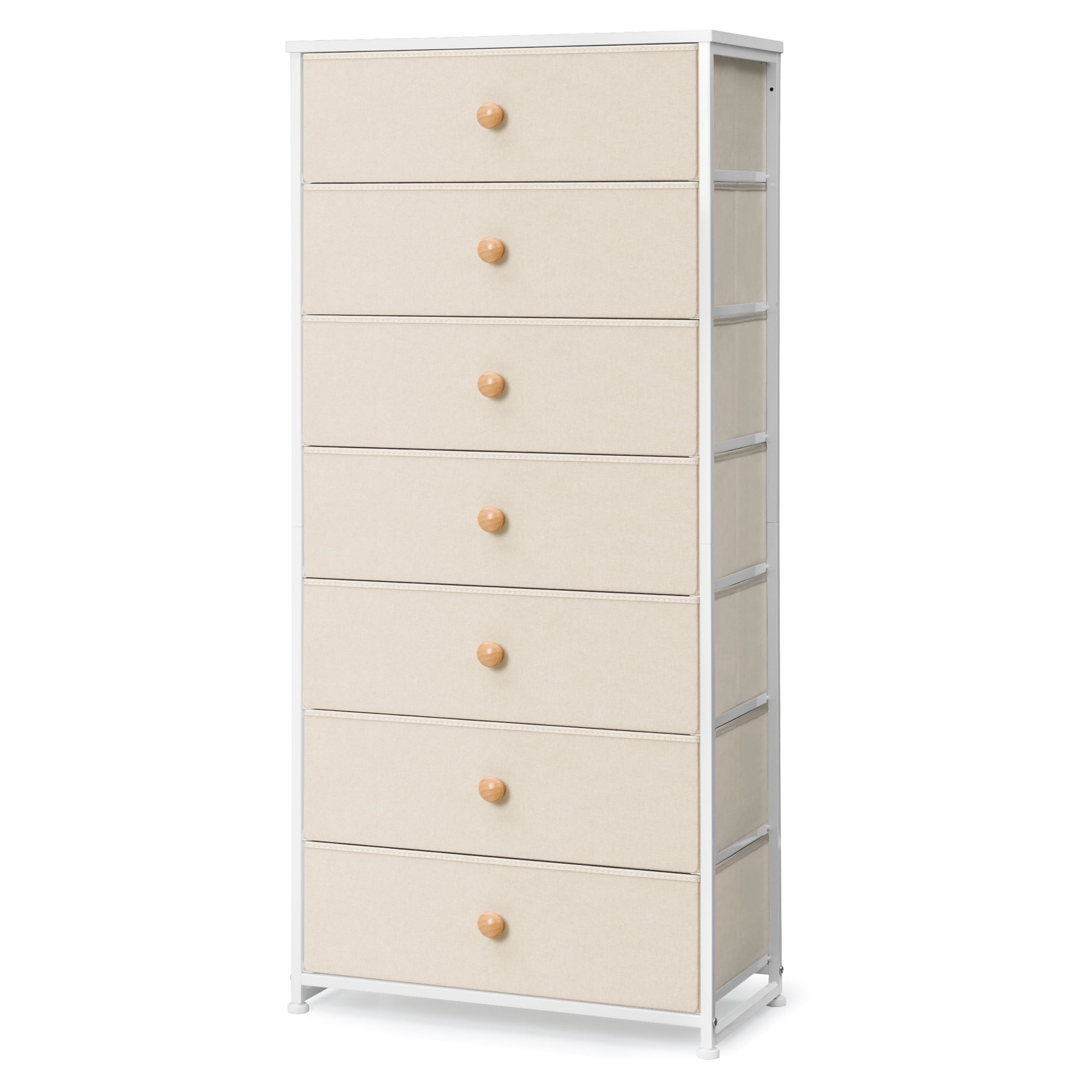 Pellebant Beige 6 Drawer Vertical Dresser, Fabric Storage